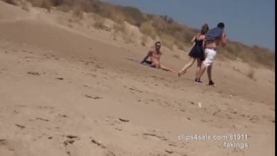 Husband share wifey at the beach - sunporno.com