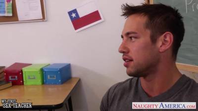 Stockinged teacher Tara Holiday fuck her young student - sexu.com