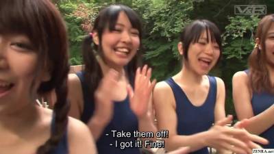 Japanese schoolgirls in swimsuits CFNM handjob harem - hotmovs.com - Japan