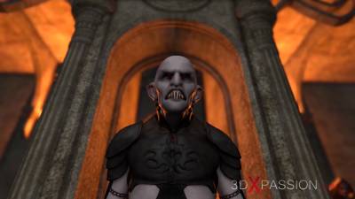 A sexy woman gets fucked hard by a demon Zepar on the altar of sacrifice - txxx.com