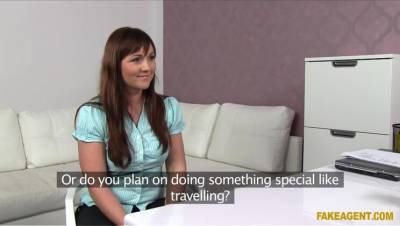 Brunette Babe Dives Deep In Agent's Wet Pussy To Pay For New Boobs - porntry.com