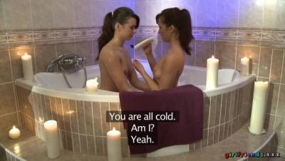 Brunette girlfriends fuck in the bath - porntry.com
