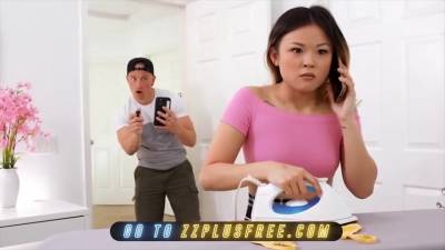 Catches Her Roommate Watching Her & Makes Him Fuck Her Until She - Zac Wild, Louise Louellen And Lulu Chu - hclips.com