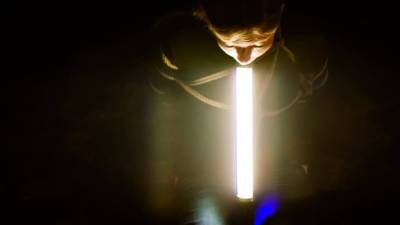 Deepthroating light wand, gagging on cock under the stars - icpvid.com