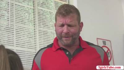 Latina TS Cheerleader bangs her coach - fetishpapa.com