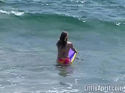 Sweet Little April Fingers Herself After A Day At The Sea - hotmovs.com