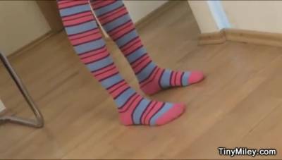 Tiny Miley purchased a fresh pair of stocking socks but no panties - hotmovs.com