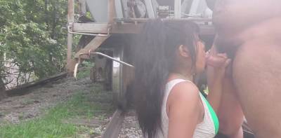 Hot Latina Milking His Thick Cock At Via Rail Grounds Risky - theyarehuge.com