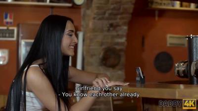 Old businessman fucks sons cute girlfriend right in his bar - sexu.com