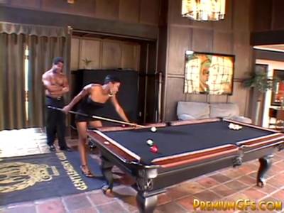 Fine ebony bitch fucked across pool table - txxx.com