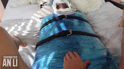 Tramples And Punches Mummified Slave In Balls - hclips.com