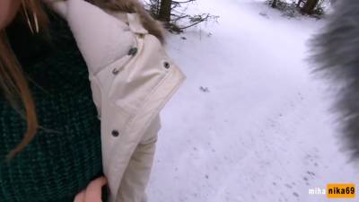 I Love Quick Sex Outdoors Even In Winter - Cum On My Pretty Face Pov - txxx.com - Russia