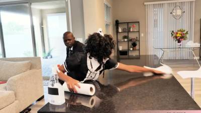 Big boobed ebony MILF maid has to serve her BBC boss - nvdvid.com