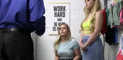 Security Guard Fucks Two Curvy Suspects On His Desk - theyarehuge.com