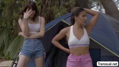 Sexy TS barebacked by stranger in woods - fetishpapa.com