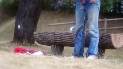 A young gay having a good wank in public - fetishpapa.com