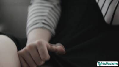 Skinny blonde ts Ella Hollywood footjob - fetishpapa.com