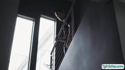 Skinny blonde ts Ella Hollywood footjob - fetishpapa.com