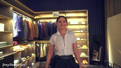 Close Friend. Jeny Smith teases a man in a clothing store - hclips.com