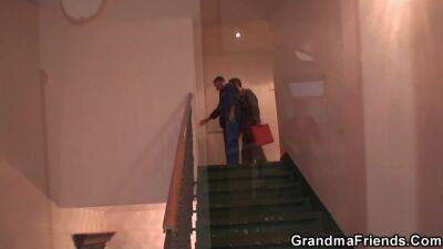 Busty Blonde - Busty Blonde Grandma Fucked In Threesome - upornia.com