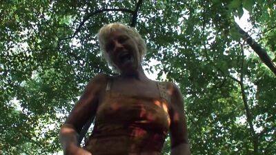 Big nippled hairy granny fucks big dick in woods - sunporno.com