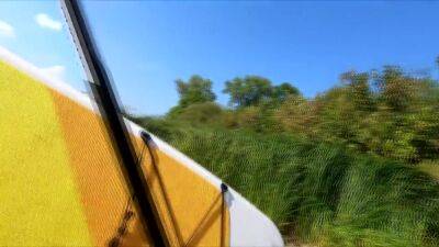 Girl Swims On Sup Board - hclips.com