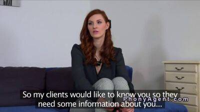 Tall Russian redhead fucks in casting - sunporno.com - Russia