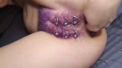 Purple Colored Hairy Pierced Pussy Get Anal Fisting Squirt - hclips.com