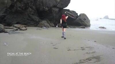 Big Tits Redhead Blows A Cock On The Beach And Receives A Facial - upornia.com