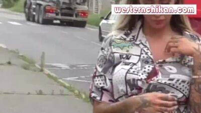 stunning blond teasing men on bus - veryfreeporn.com