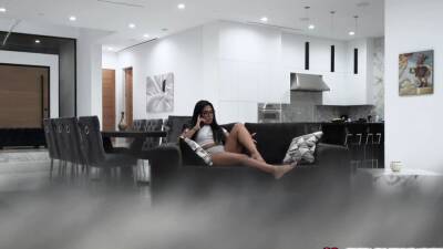 Stepbrother pummeling his nerd stepsister hard from below - nvdvid.com