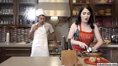Brunette is caught masturbating by chef - txxx.com