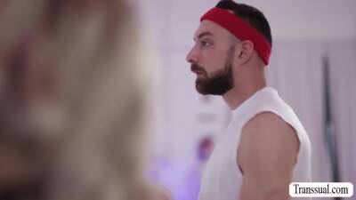 Blonde TS dancer barebacks her partner - fetishpapa.com