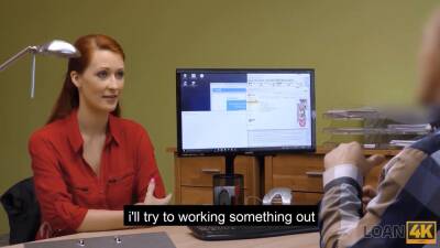 Blonde cutie cant pay rent so she goes to the bank for a loan - sexu.com