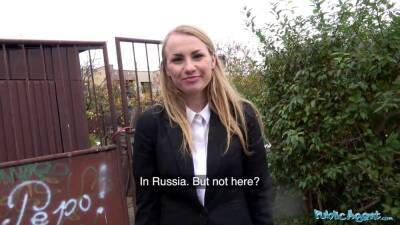 Cute Blonde Russian babe fucked through tights at roadside - sexu.com - Russia