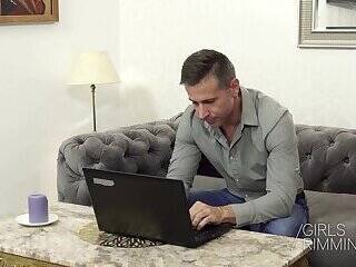 Blonde Lola Shine interrupts her boyfriend’s nap with rimming - fetishpapa.com