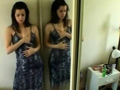 Vanessa - Vanessa masturbates standing in front of mirror homevideo - drtuber.com