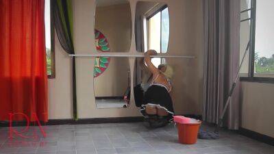 Depraved Cleaning Lady Masturbates. Wet Panties Stockings And Clothes. French Maid Costume. 1 - hclips.com - France