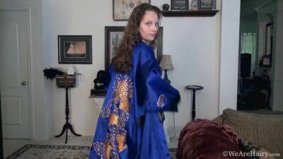 Blue Robe Black Bra With Penelope Jones - upornia.com