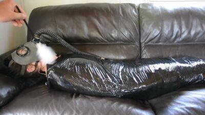 Plastic Mummification Girl With Gasmask - hclips.com