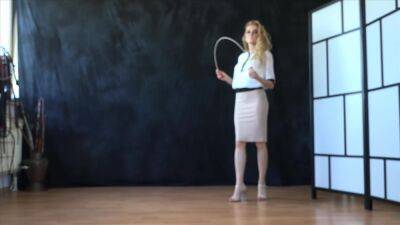 Hot blonde mistress wields her cane - hclips.com