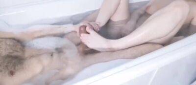 Fingering Cock To Her Husband With Her Feet In The Bathroom - hclips.com