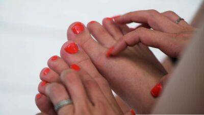 Tasty Orange Painted Toenails - drtuber.com