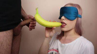 Petite step sister got blindfolded in fruits game - veryfreeporn.com