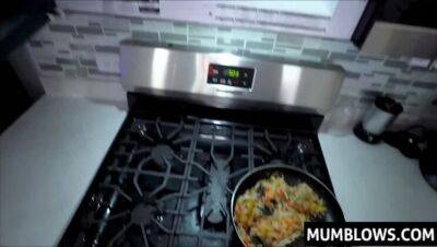 Stepson grabs Stepmoms ass while shes cooking - veryfreeporn.com