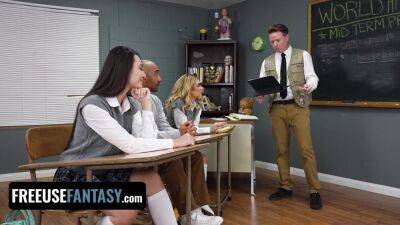 Liz Jordan - Naughty College Girl Fantasize About Hardcore Threesome In Class Pt.1 With Oliver Davis And Liz Jordan - upornia.com - Jordan