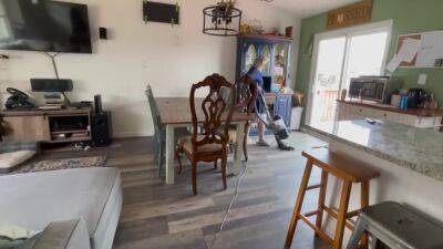 Spy On Mom Cleaning Naked In The Kitchen - voyeurhit.com