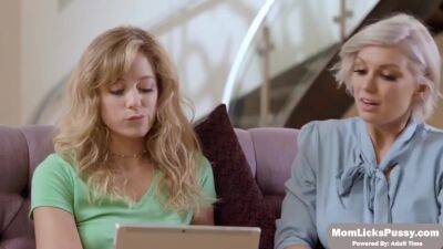 On The Couch - Stepmom Teaches Stepdaughter To Masturbate - upornia.com