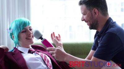 Blue Haired 18 Year Old In Uniform Edged And Teased - upornia.com - Britain