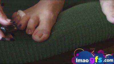 Sweet Blonde Licking Toe fetish - txxx.com